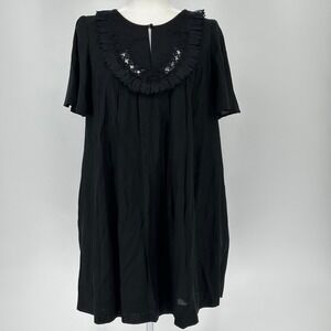 3.1 Phillip Lim Black Ruffle Lace Bib Silk Lined Shift Dress Size 6 read